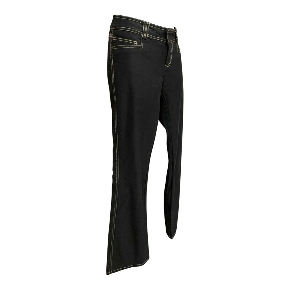 Cache Womens Top Stitched Low Rise Flare Leg Denim Jeans Size 0 Black Cotton - Picture 6 of 13